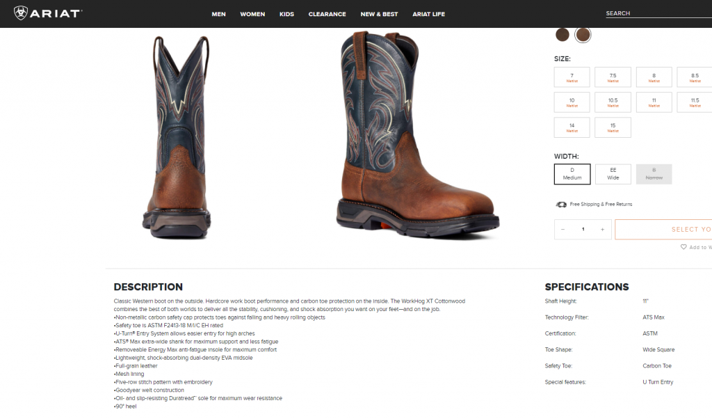 Ariat Boots Product Description