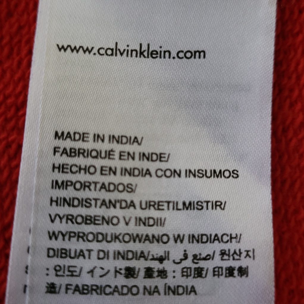 calvin klein made in India