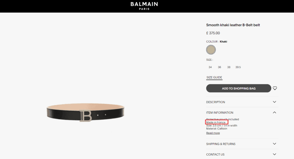 Is Balmain Made In France