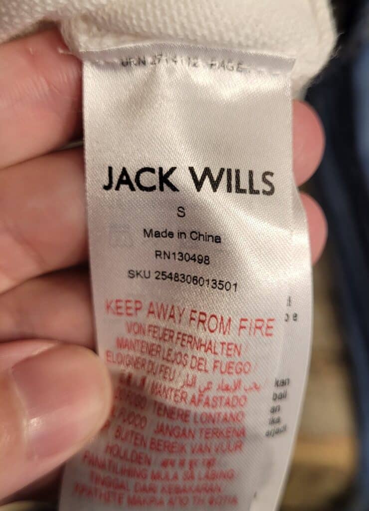 Are Jack Wills Clothes Made In China