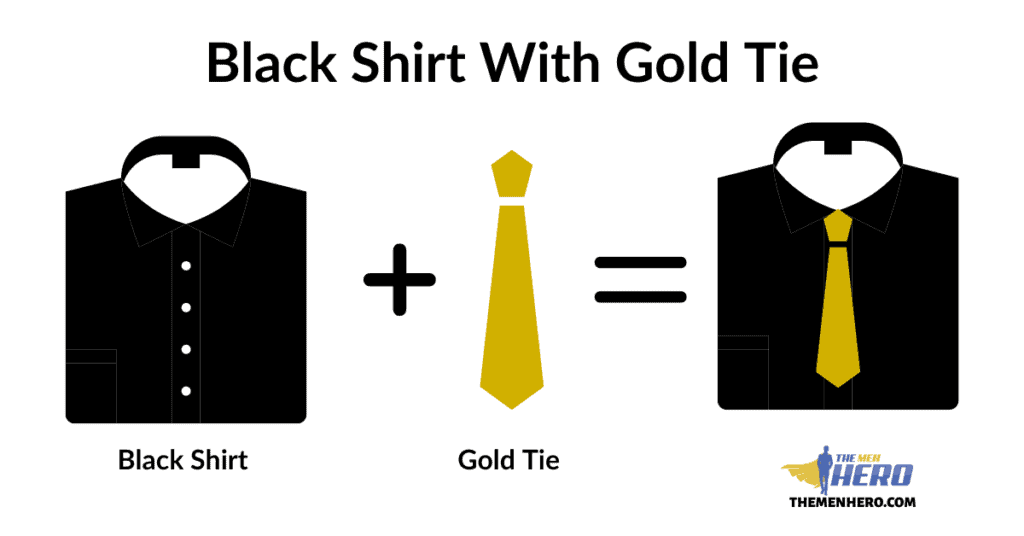 Black Shirt With Gold Tie