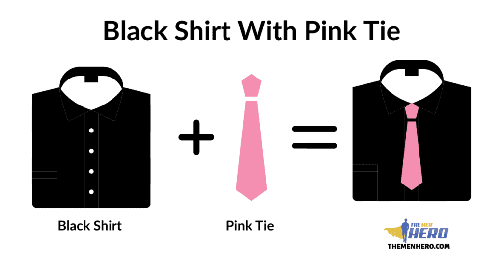 Black Shirt With Pink Tie