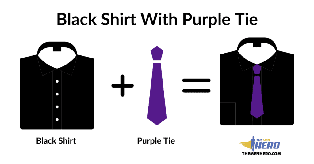 Black Shirt With Purple Tie