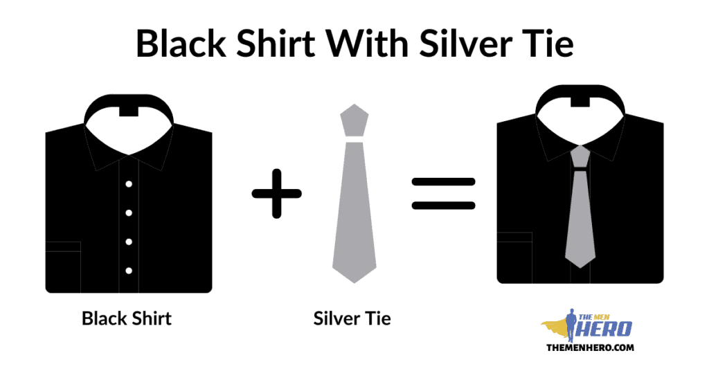 Black Shirt With Silver Tie