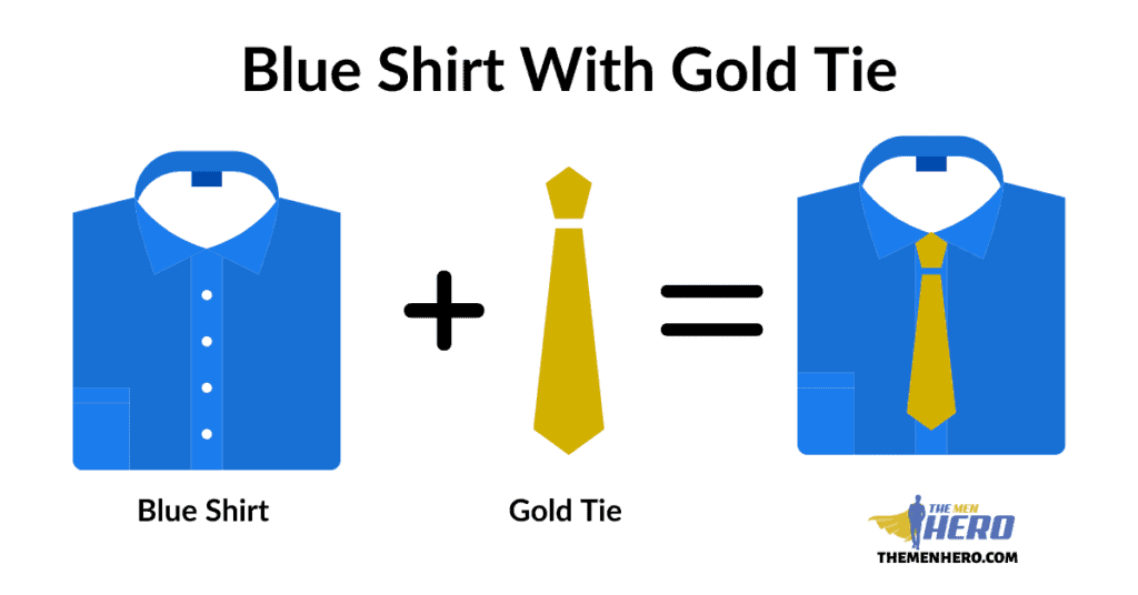 Blue Shirt With Gold Tie