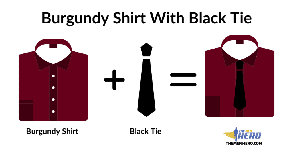 Burgundy Shirt With Black Tie