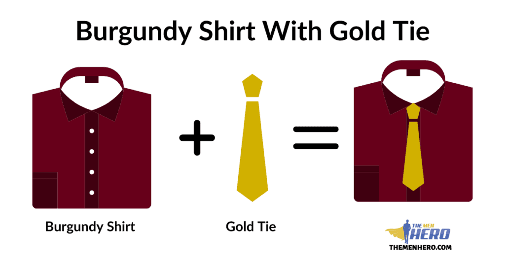 Burgundy Shirt With Gold Tie