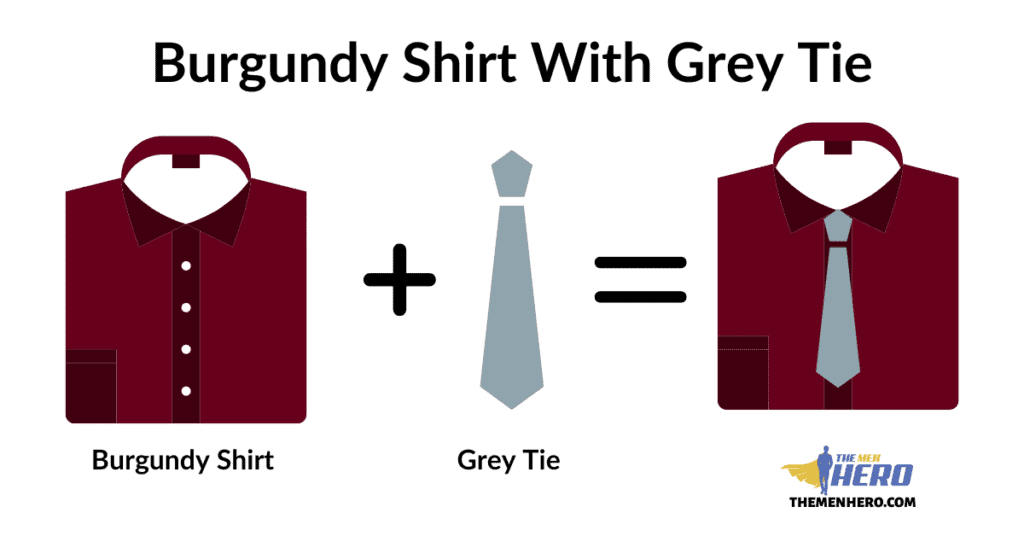 Burgundy Shirt With Gray Tie