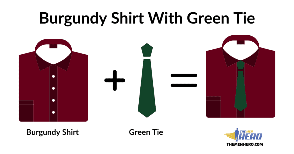 Burgundy Shirt With Green Tie