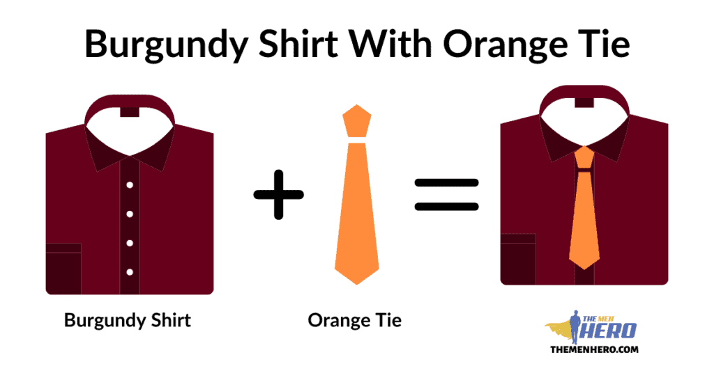 Burgundy Shirt With Orange Tie