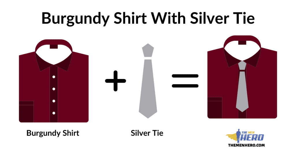 Burgundy Shirt With Silver Tie