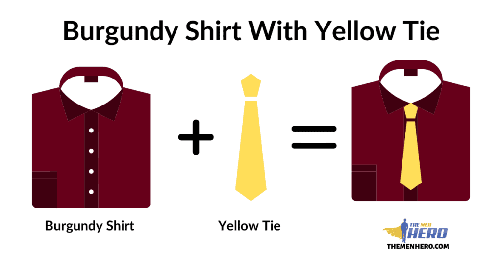 Burgundy Shirt With Yellow Tie