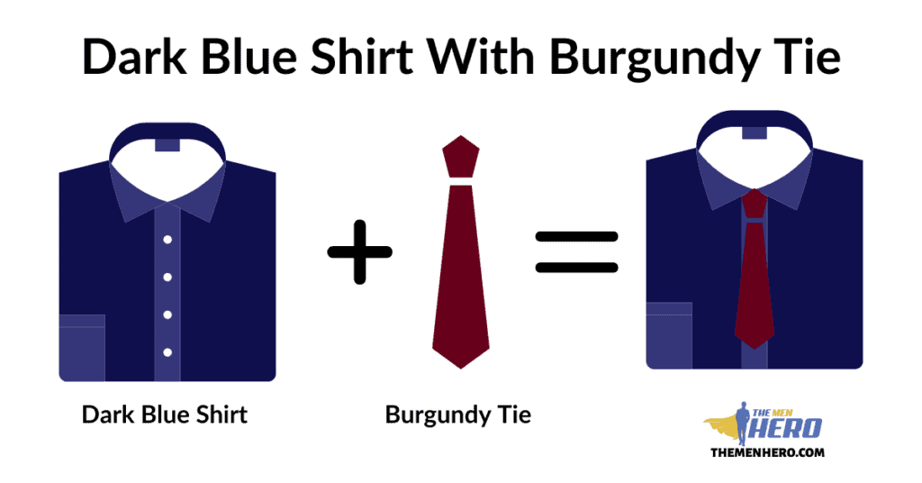 Dark Blue Shirt With Burgundy Tie