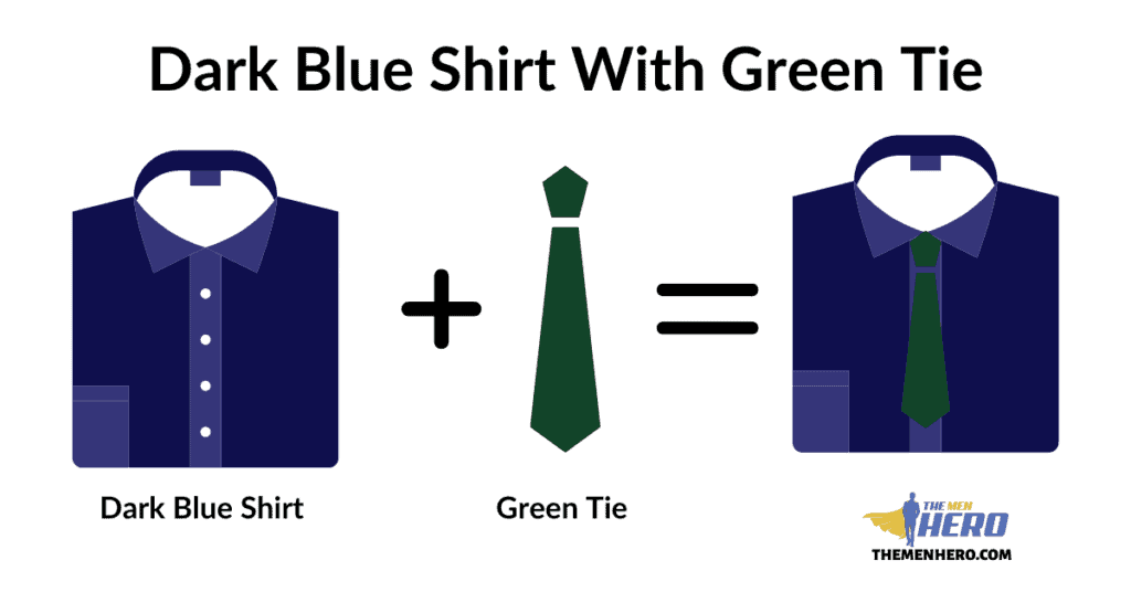 Dark Blue Shirt With Green Tie