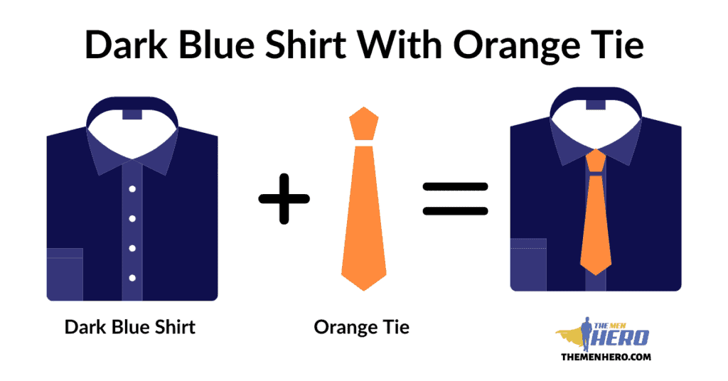 Dark Blue Shirt With Orange Tie