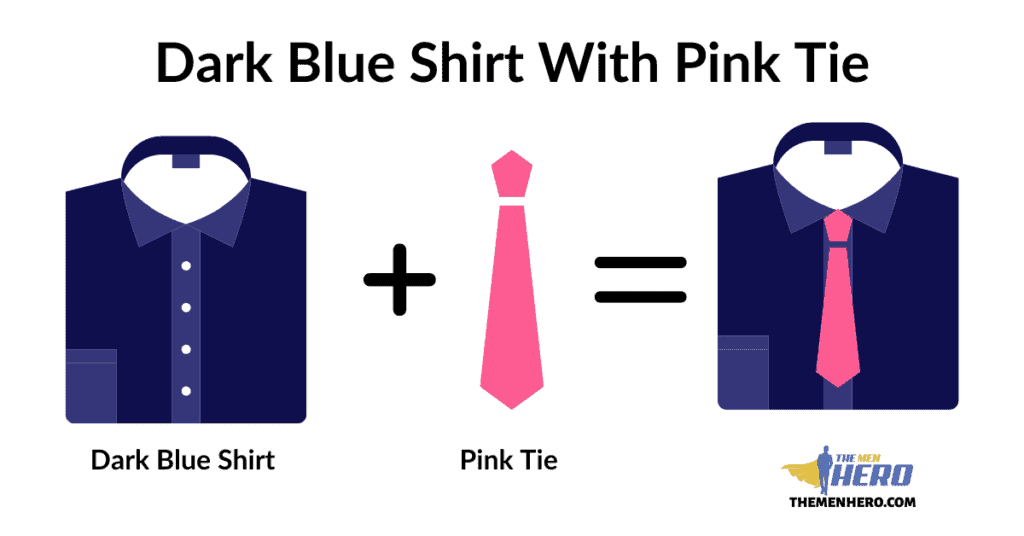 Dark Blue Shirt With Pink Tie