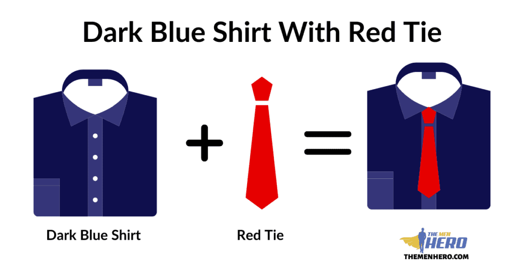 Dark Blue Shirt With Red Tie