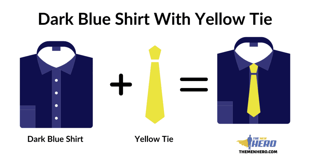 Dark Blue Shirt With Yellow Tie