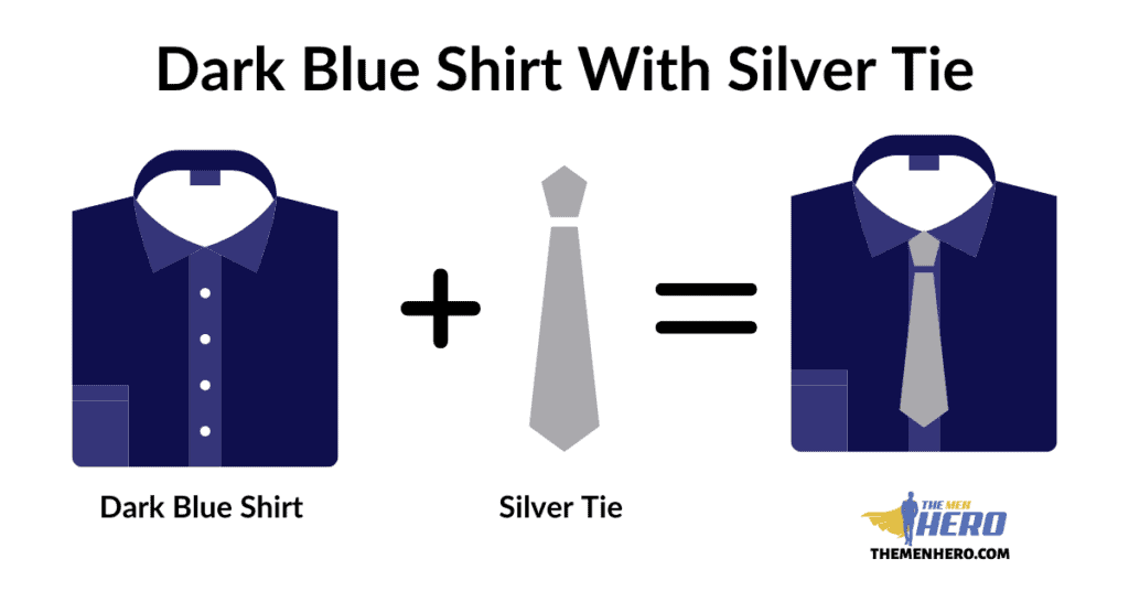Dark Blue Shirt With Silver Tie