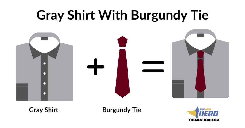 Gray Shirt With A Burgundy Tie