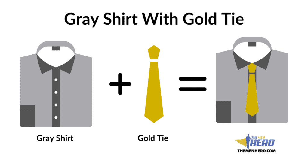 Gray Shirt With A Gold Tie