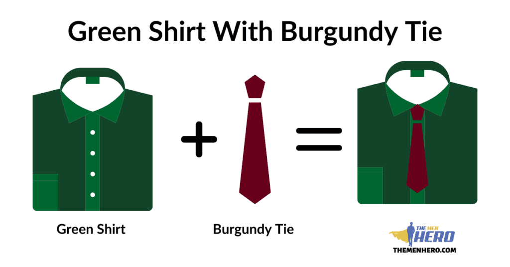 Green Shirt With Burgundy Tie