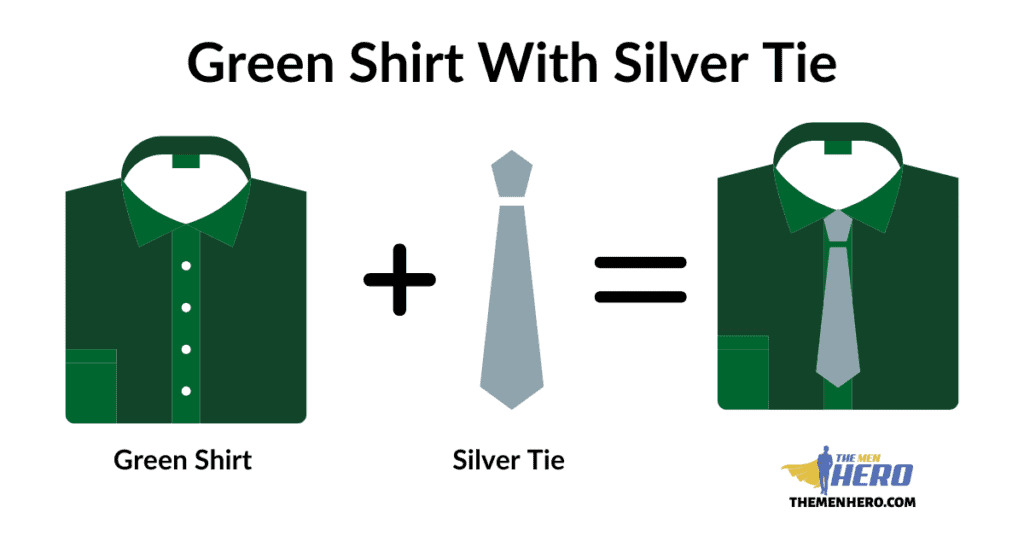 Green Shirt With Silver Tie