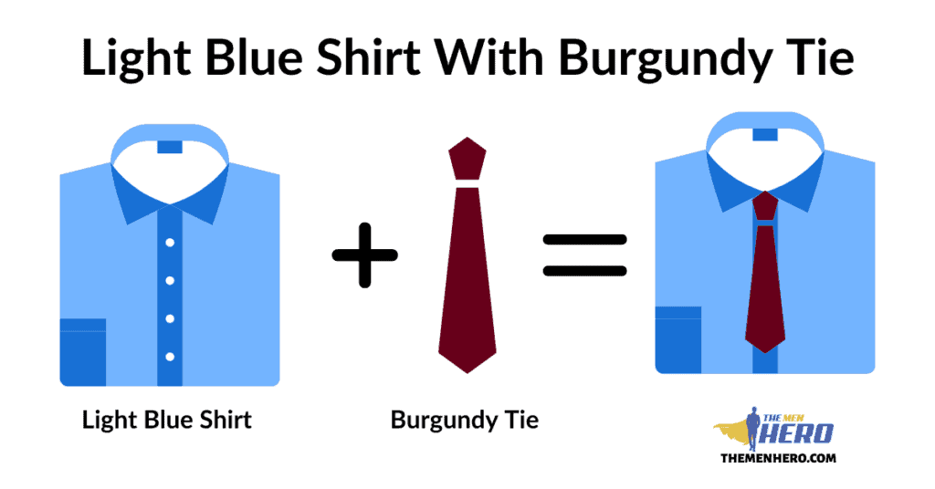 Light Blue Shirt With Burgundy Tie