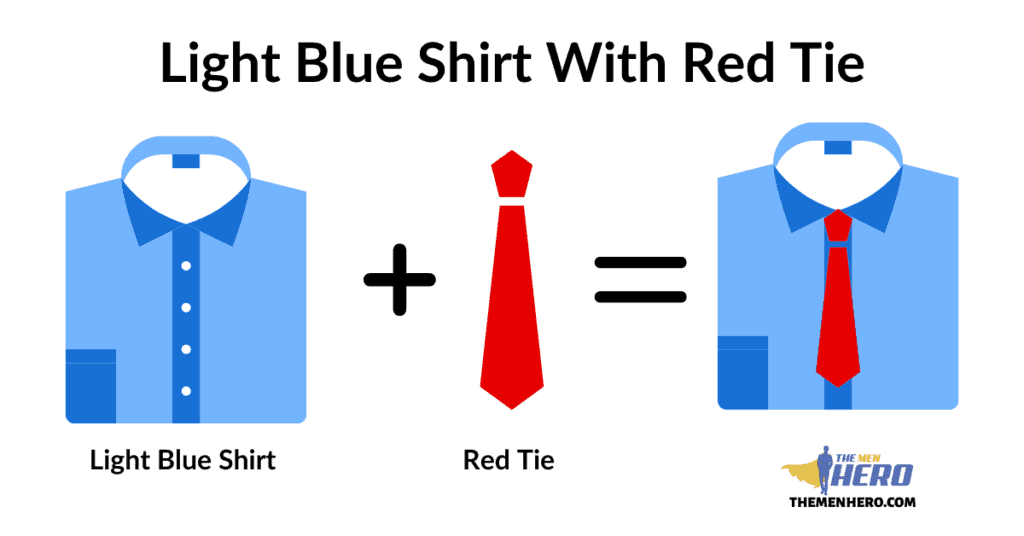 Light Blue Shirt With Red Tie