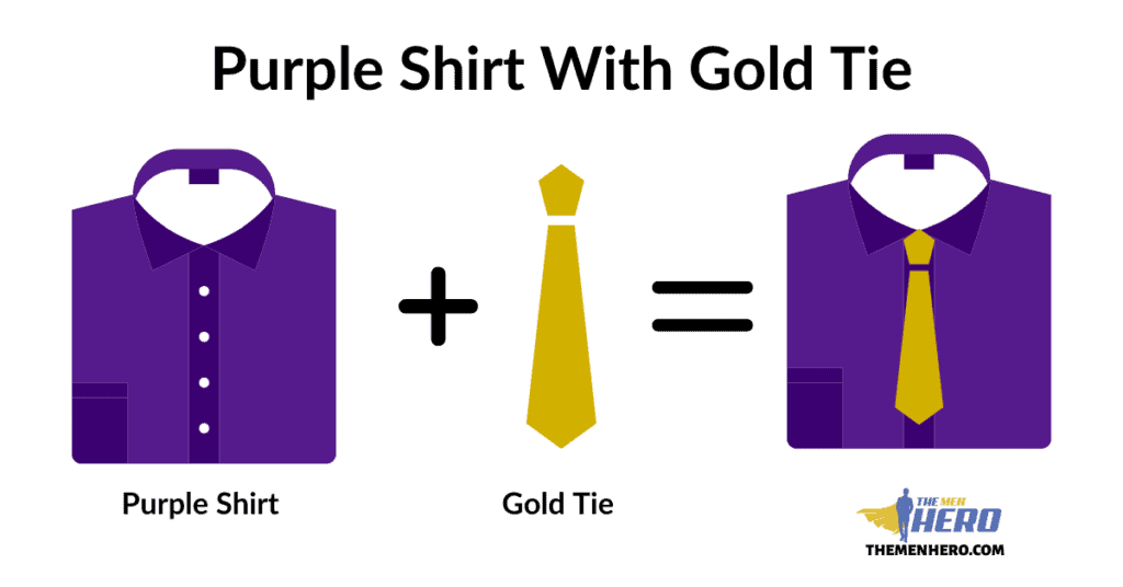 Purple Shirt With Gold Tie